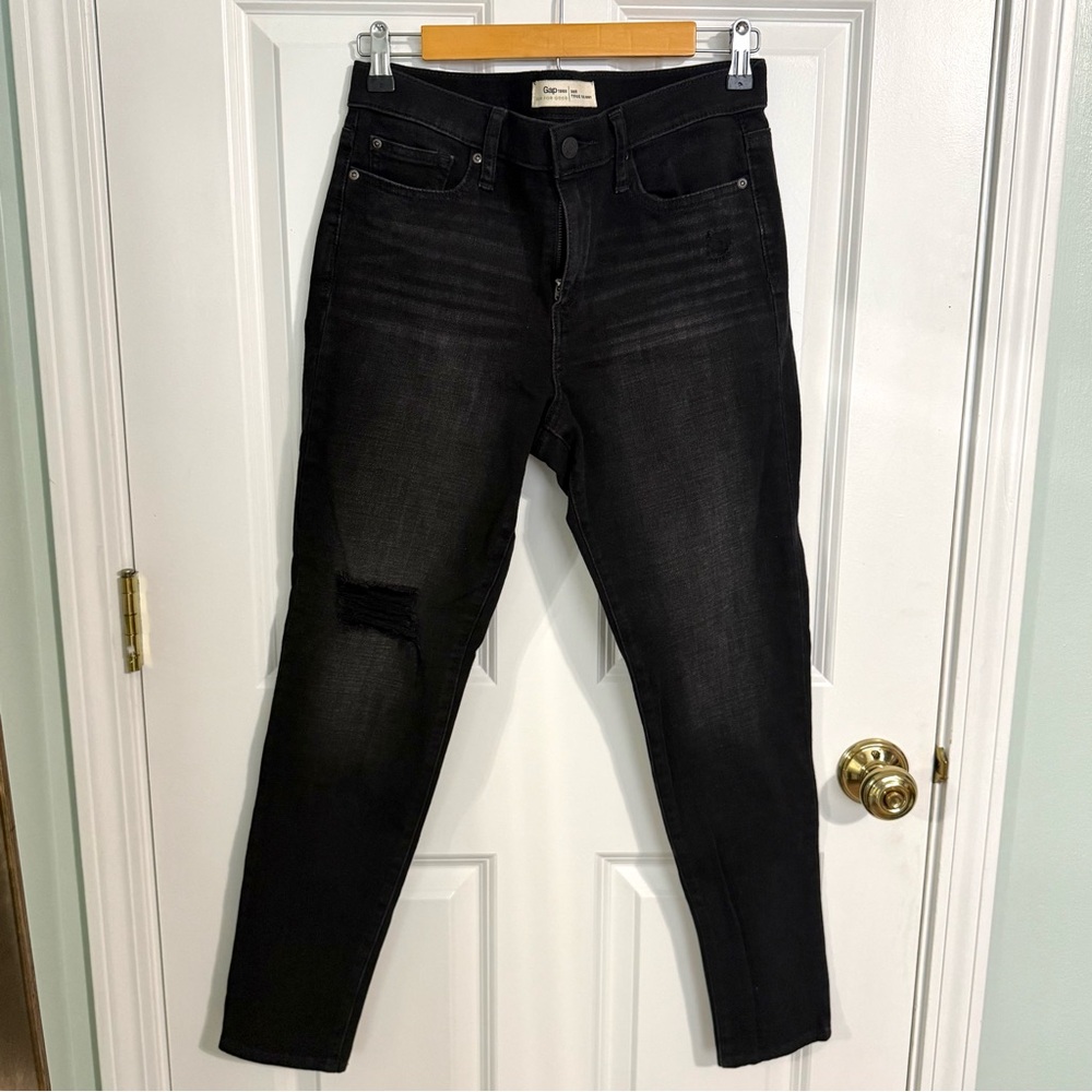 Gap Black Distressed True Skinny Jeans 30 Regular